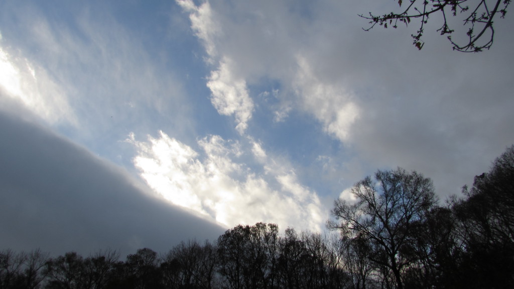 Storm clouds blowing in from the west