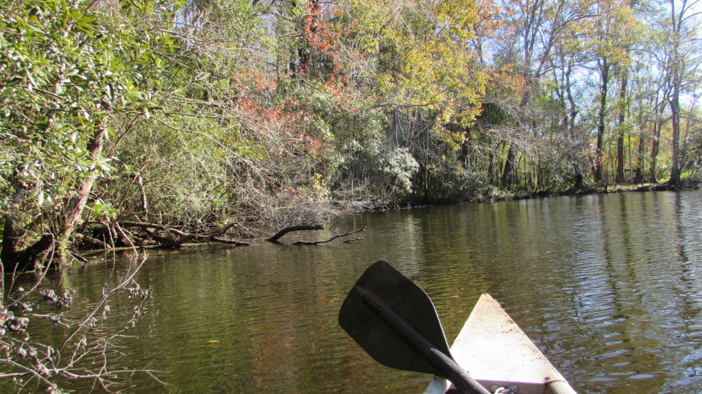 Traveling on the waterway by canoe