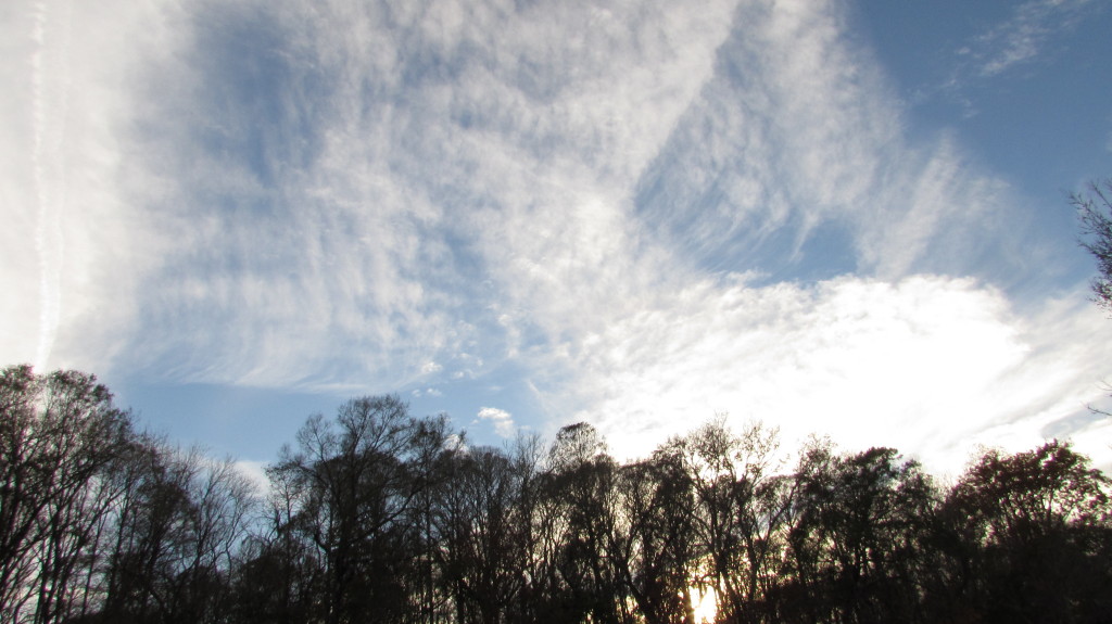 Beautiful clouds on a clear blue sky.